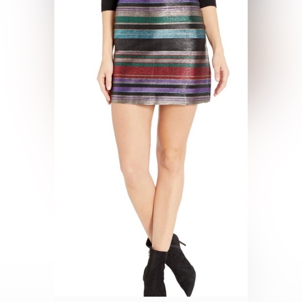 Trina Turk metallic multi colored mini‎ holiday skirt Size 2